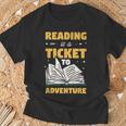 Reading Is A Ticket To Adventure Book Reader Lover Bookworm T-Shirt Gifts for Old Men