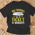 Reading Is A Ticket To Adventure Bookworm Book Reading T-Shirt Gifts for Old Men