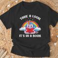 Reading Unicorn Take A Look It's In A Book Retro Rainbow T-Shirt Gifts for Old Men