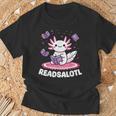 Readsalotl Axolotl Kawaii Anime Book Lover Reading T-Shirt Gifts for Old Men