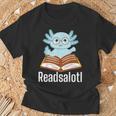 Readsalotl Axolotl Reading Cute Book Lover Bookworm T-Shirt Gifts for Old Men
