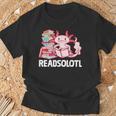 Readsolotl Axolotl Reading Fish Books Lizard T-Shirt Gifts for Old Men