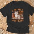 Retro I Just Want To Read Books And Pet Cats Cat T-Shirt Gifts for Old Men