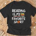 Retro Reading Is My Favorite Sport Football World Book Day T-Shirt Gifts for Old Men