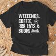 Weekends Coffee Cats And Books T-Shirt Gifts for Old Men