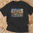 San Francisco Cat Golden Gate Bridge Starry Night Book Lover T-Shirt Gifts for Old Men