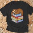 Sloth Napping On Book Stack T-Shirt Gifts for Old Men