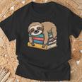 Sloth Sleeping On Books T-Shirt Gifts for Old Men