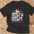 Snow Is Falling Books Are Calling T-Shirt Gifts for Old Men
