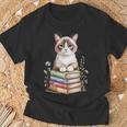 Snowshoe Cat Bookworm Flowers Book Reading Books T-Shirt Gifts for Old Men Snowshoe Cat Bookworm Flowers Book Reading Books T-Shirt Gifts for Old Men