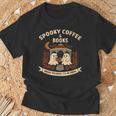 Spooky Coffee & Books Ghost Autumn Reading T-Shirt Gifts for Old Men