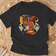 Squirrel Reading Book Cute Forest Animal T-Shirt Gifts for Old Men