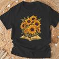 Sunflowers Flowers Book Floral T-Shirt Gifts for Old Men