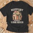 Support Public Libraries Floral Bookshelf T-Shirt Gifts for Old Men