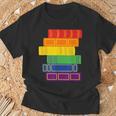 Threadless Grey Sky Chai Rainbow Book Pride Stack Graphic T-Shirt Gifts for Old Men