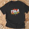 TSLA To The Moon Comic Book Style Splash T-Shirt Gifts for Old Men