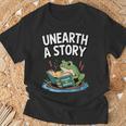 Unearth a Story Frog Reading a Book Summer 2026 T-Shirt Gifts for Old Men