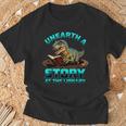 Unearth A Story At The Library Dinosaur Reading T-Shirt Gifts for Old Men