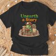 Unearth a Story Summer 2026 Dinosaur Reading Books Dino T-Shirt Gifts for Old Men