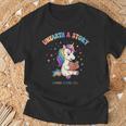 Unicorn Reading a Book Unearth a Story Program 2026 T-Shirt Gifts for Old Men