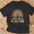 Wild About Reading Cute Rainbow Book Lover Teacher T-Shirt Gifts for Old Men