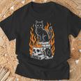 Witchy Creepy Goth Cat Skull Flames Occult Magic Books T-Shirt Gifts for Old Men Witchy Creepy Goth Cat Skull Flames Occult Magic Books T-Shirt Gifts for Old Men