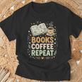 Women's Books Coffee Repeat Book Lover Reader Bookworm T-Shirt Gifts for Old Men