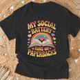Women's My Social Battery Runs On Paperbacks Groovy Book Lover T-Shirt Gifts for Old Men