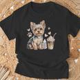 Yorkie Dog Moms Iced Coffee And Books Yorkshire Terrier T-Shirt Gifts for Old Men