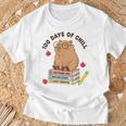 100 Days Of Chill Cute Capybara School Book Lover T-Shirt Gifts for Old Men