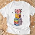 Axolotl Bookworm Girls Cute Book Reading Axolotl Pink T-Shirt Gifts for Old Men
