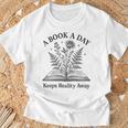 A Book A Day Keeps Reality Away Floral Reader T-Shirt Gifts for Old Men
