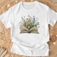 Book Flowers Reading Book Lover T-Shirt Gifts for Old Men
