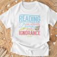 Book Reading Reading Can Seriously Damage Your Ignorance Raglan Baseball Tee T-Shirt Gifts for Old Men