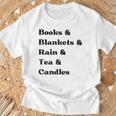 Books And Blankets And Rain And Tea And Candles Graphic T-Shirt Gifts for Old Men
