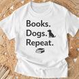 Books Dogs Repeat Shirt Dog Lover Book Lover T-Shirt T-Shirt Gifts for Old Men