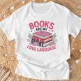 Books Are My Love Language Retro Bookworm Flowers Valentine T-Shirt Gifts for Old Men Books Are My Love Language Retro Bookworm Flowers Valentine T-Shirt Gifts for Old Men