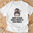 Born To Read Books Forced To Read Emails Messy Bun Reading T-Shirt Gifts for Old Men