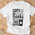 Cats Books And Coffee Kitty Cat Lover T-Shirt Gifts for Old Men Cats Books And Coffee Kitty Cat Lover T-Shirt Gifts for Old Men