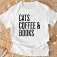 Cats Coffee And Books T-Shirt Gifts for Old Men