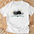 Cute Cat On Book Fun Flower Feline Pet Lover Premium Tri-Blend T-Shirt Gifts for Old Men