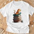 Cute Cat Lovers Book Lovers For Women And Men T-Shirt Gifts for Old Men