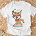 Cute Fox Smart Nerdy 1st Day School Teachers Students Books T-Shirt Gifts for Old Men