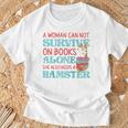 Cute Hamster Reading Book A Woman Can Not Survive On Books Raglan Baseball Tee T-Shirt Gifts for Old Men