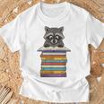Cute Raccoon Reading On Pile Of Books T-Shirt Gifts for Old Men Cute Raccoon Reading On Pile Of Books T-Shirt Gifts for Old Men