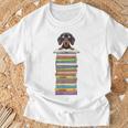 Cute Wiener Dog Dachshund Reading On Pile Of Books T-Shirt Gifts for Old Men Cute Wiener Dog Dachshund Reading On Pile Of Books T-Shirt Gifts for Old Men