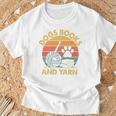 Dogs Books And Yarn Crocheting Retro T-Shirt Gifts for Old Men