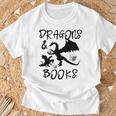 Dragons & Books Reading T-Shirt Gifts for Old Men