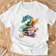 Dragons And Books Watercolor Fantasy Dragon Lover Theme T-Shirt Gifts for Old Men