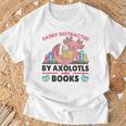 Easily Distracted By Axolotls And Books Cute Axolotl T-Shirt Gifts for Old Men